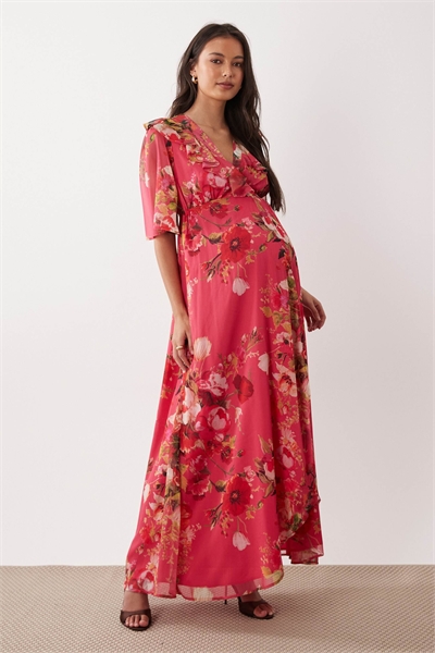 Макси-платье с оборками на рукавах артикул 153079923