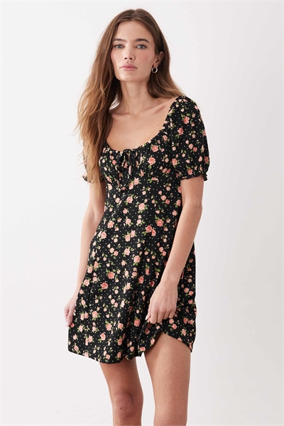 Мини-платье с цветочным принтом артикул 155322939