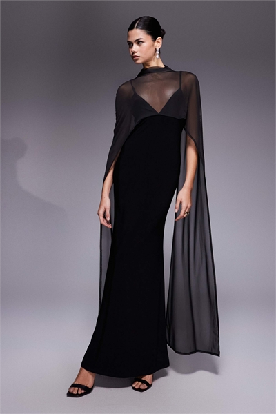 Платье-макси с объемным плащом артикул 153321614