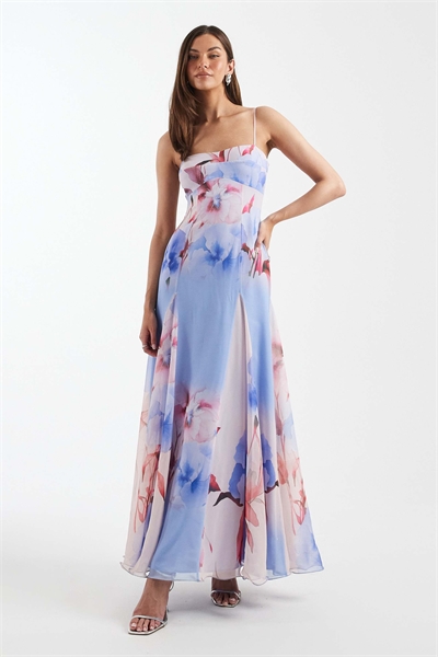 ASOS DESIGN — Макси-платье из шифона с бретелями для высоких девушек и глубокими годетами артикул 151960409