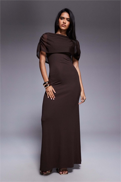 Макси-платье с сетчатым накидкой артикул 153330584