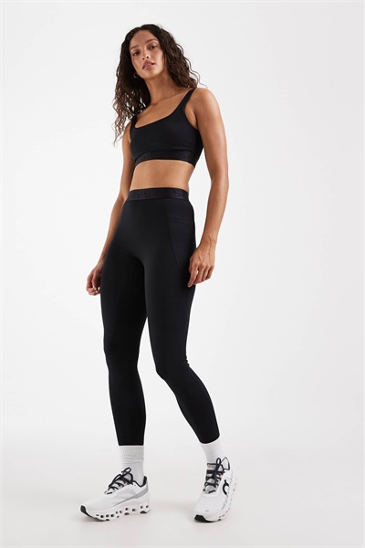 Леггинсы для фитнеса с высокой талией и активным логотипом из жаккарда черного цвета артикул 153282216