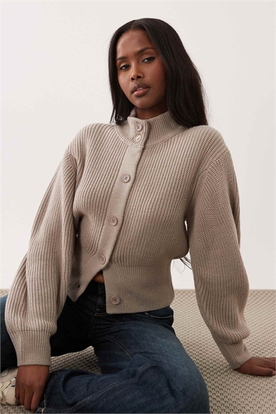 Вязаный кардиган с воротником-воронкой артикул 155941121