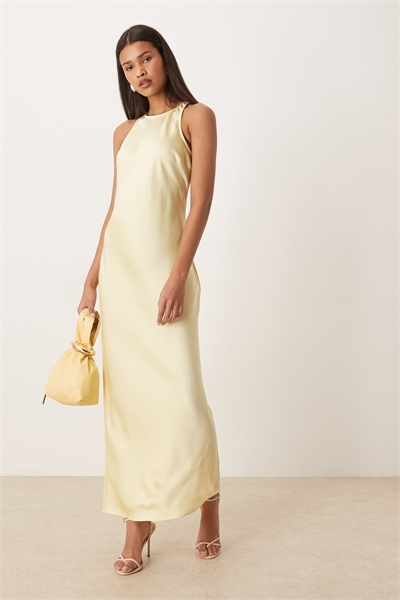 Платье-миди из атласа Racer пастельно-желтого цвета артикул 152834419