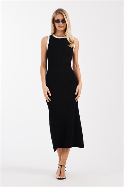 Макси-платье из трикотажа с воротником-стойкой артикул 155394019