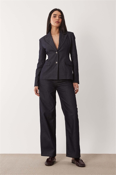 Низко посаженные джинсы-багги темно-синего цвета артикул 153490059