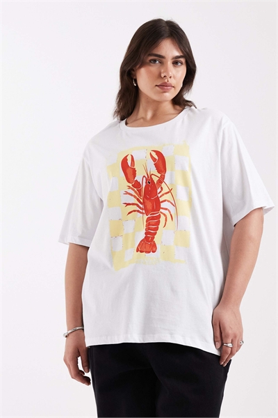 Футболка оверсайз с принтом омара белого цвета артикул 153838694
