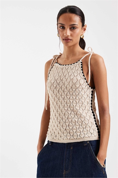 Вязаный жилет с завязками на шее артикул 153748997