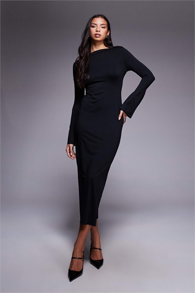 Макси-платье с V-образным вырезом и рукавами-лифтами артикул 154034332