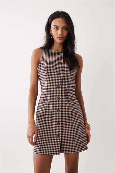 Мини-платье с пуговицами и деталями в стиле Элли, в красно-синюю клетку артикул 155707824