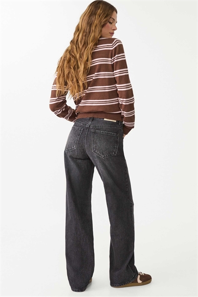 Джинсы Petite d92 прямые с широкими брючинами, вымытые, черные артикул 150061827