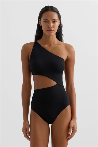 Асимметричный трикини с завязками черного цвета артикул 154386529