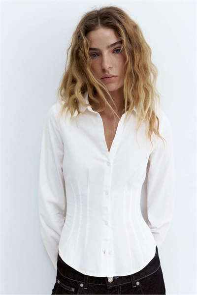 Рубашка приталенного кроя со складками артикул 151498573