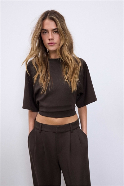 Мягкая футболка с короткими рукавами коричневого цвета артикул 156249687