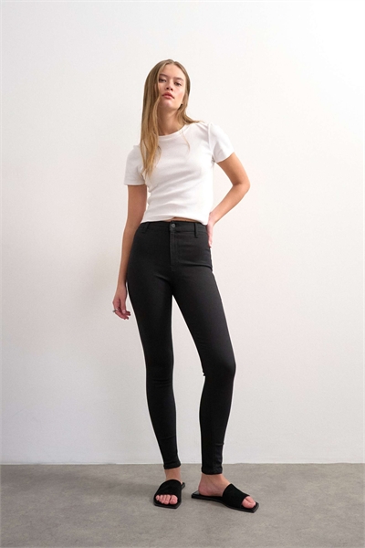 Джинсы Joni с высокой талией и узким кроем, черного цвета артикул 149628250