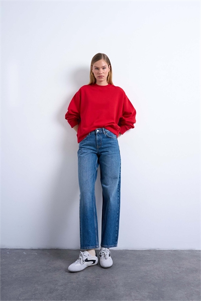 Джинсы с низкой посадкой и свободным кроем в винтажном синем цвете артикул 146138256