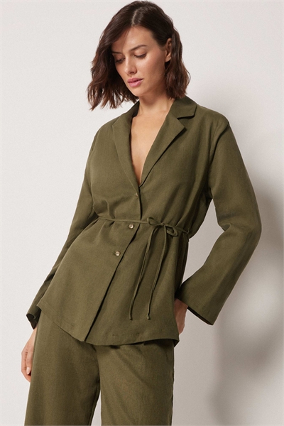 Блейзер из льна и вискозы артикул 156299451