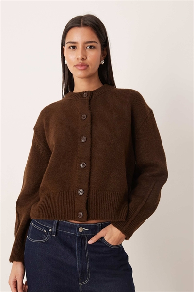 Кардиган прямого кроя с круглым вырезом и боковыми разрезами артикул 151901194