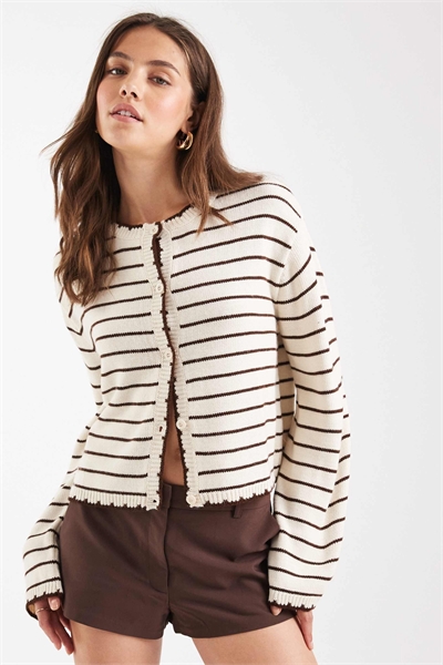 Кардиган с полосками, выполненный стежком «одеяло» артикул 150324234