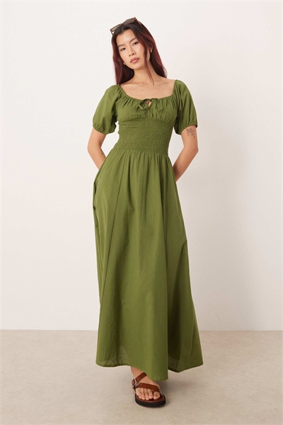 Пляжное платье макси с рукавами-буф и завязками спереди от Esmee артикул 152349060