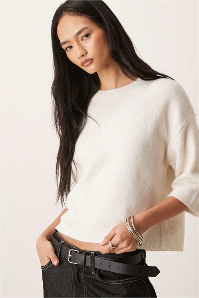 Трикотажный свитер с короткими рукавами из шерсти артикул 153667999