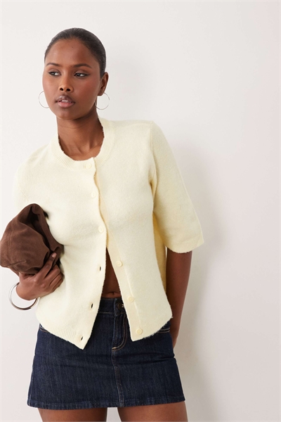 Мягкий вязаный кардиган с короткими рукавами артикул 154714736