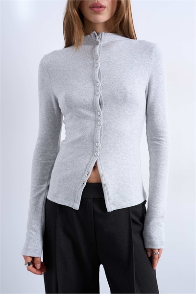 Кардиган с длинными рукавами и пуговицами, серый артикул 150559145
