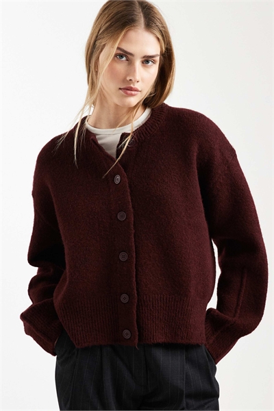 Кардиган прямого кроя с круглым вырезом и боковыми разрезами артикул 152626537