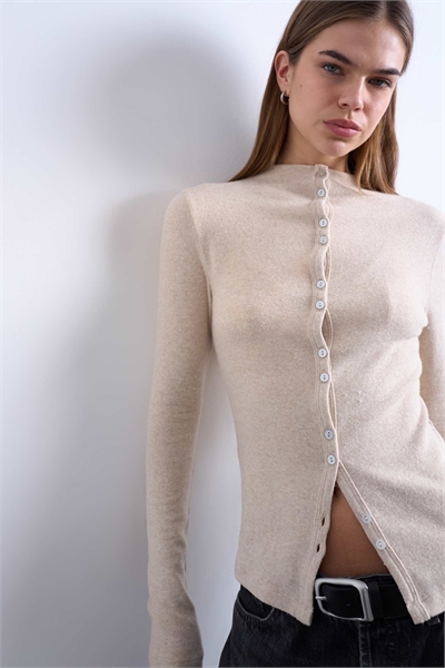 Кардиган с длинными рукавами и пуговицами, бежевого цвета артикул 150559016