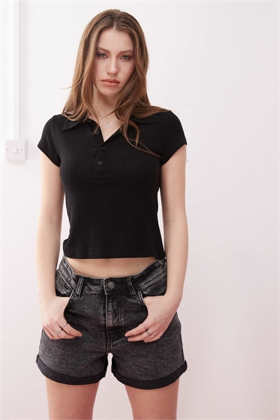 Джинсовые шорты Moni с высокой талией и темно-серой отбелкой артикул 139108709