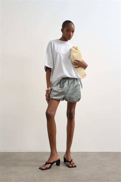 Шорты из атласа цвета шалфея артикул 154037160