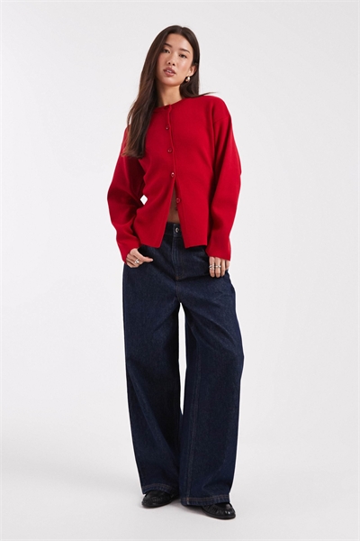 Вязаный кардиган с облегающим кроем и круглым вырезом артикул 153153805