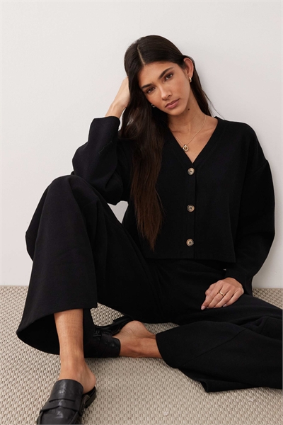 Кардиган с V-образным вырезом из ворсованной ребристой ткани артикул 155944316