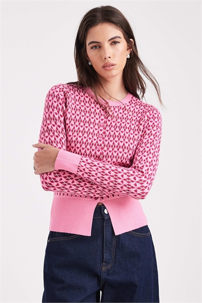 Кардиган с круглым вырезом и принтом в виде сердечек в стиле «аргил» от Valentines артикул 151058181