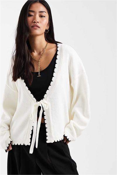 Кардиган с завязками и отделкой «одеяльным» стежком артикул 155423852