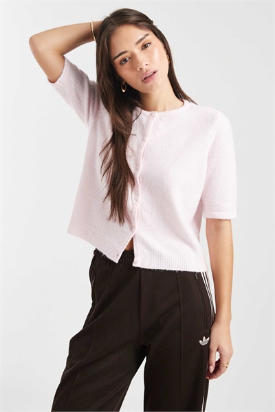 Кардиган с круглым вырезом и короткими рукавами артикул 153084237