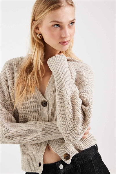 Кардиган с крупной ребристой вязкой артикул 152350994