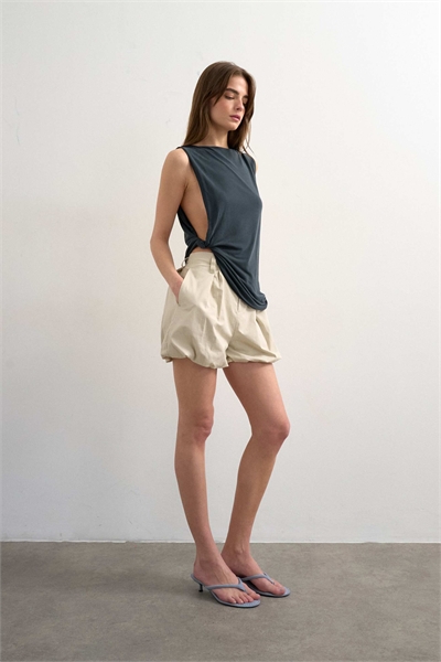 Короткая юбка с бахромой нейтрального цвета артикул 151420617