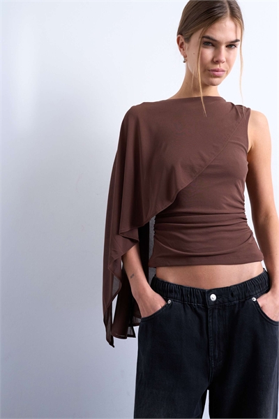 Топ без рукавов с капюшоном шоколадно-коричневого цвета артикул 150427772