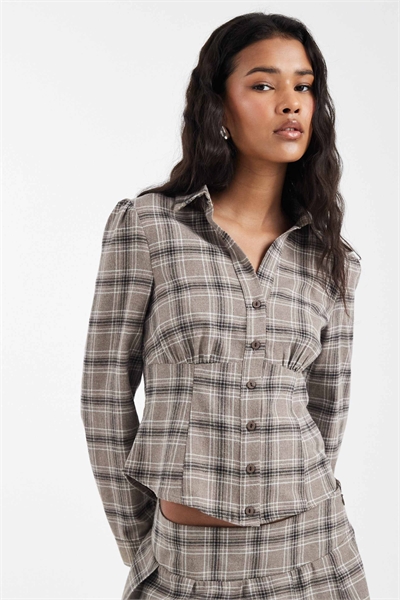 Комплект из рубашки в клетку с длинными рукавами артикул 154214151