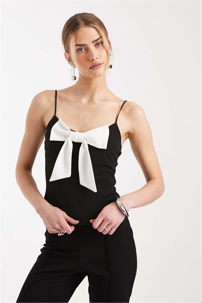 Топ-ками с контрастным бантом черного цвета артикул 155708185