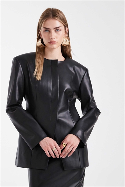 Блейзер из искусственной кожи с завязками, без воротника артикул 151670531