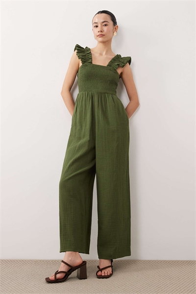 Комбинезон с квадратным вырезом и рюшами из ткани «Майя» артикул 153886928