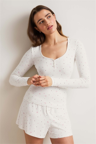 Мягкая пижама с длинными рукавами и вырезом «сердце» артикул 154635205