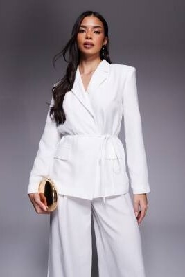 Летний блейзер с завязкой на талии из льна co-ord артикул 148379711