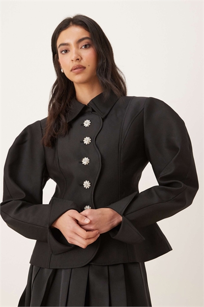 Блейзер с волнистой планкой и объёмными рукавами co-ord артикул 153577368