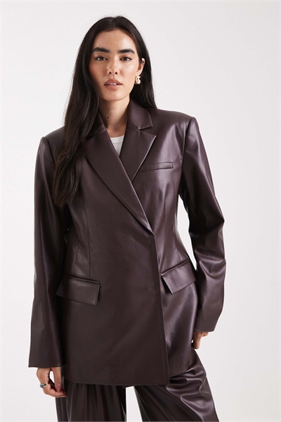 Блейзер из искусственной кожи свободного кроя артикул 148786909