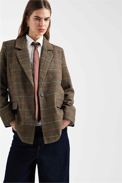Пальто-блейзер в клетку артикул 154119188