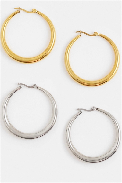 Эксклюзивные массивные кольцевые серьги из нержавеющей стали с 18-каратным золотым покрытием, набор из 2 штук артикул 154764159