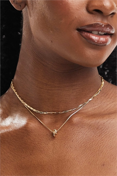 Набор из 2 ожерелий с текстурированной цепочкой и узором в виде узлов артикул 137133456